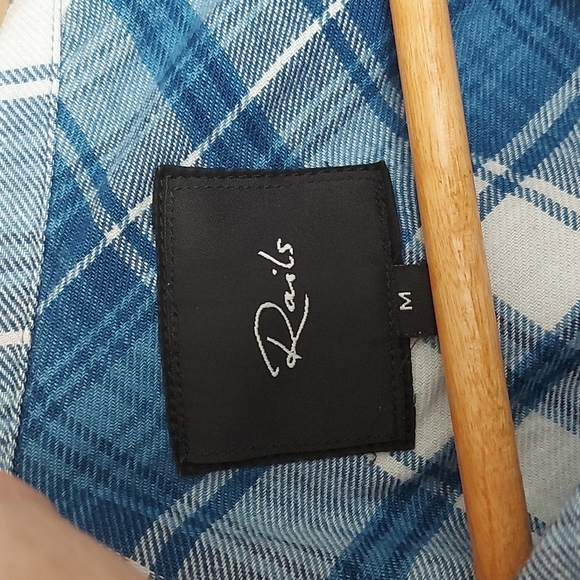 Rails Lennox Navy Yale White Plaid Brushed Cotton Shirt Size Medium - Picture 5 of 8